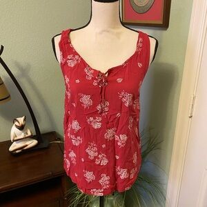 NWOT Eddie Bauer Red Floral Tank Top